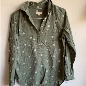 Women’s olive green shirt with elephants
